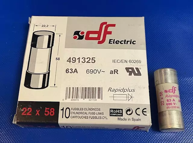 22*58 mm 63A 690Vac / 700Vdc aR Putkivaroke - Erikoisnopeat putkisulakkeet aR - 3121330-491325 - 1