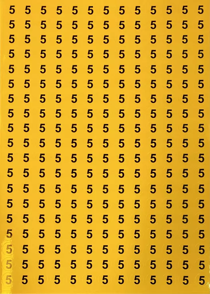 Tarra numero 5 Kelta musta 247kpl A4-arkilla - A4 4-väri Muotoonleikatut tarrat  - TAR5 - 1