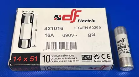 14*51 mm 16A 690V gL Putkivaroke - Keraamiset putkisulakkeet gG - 3121428-421016 - 1