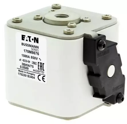 Bussmann 170M8676 3BKN/75 1500A 850V DIN3 Erikoisnopeakahvavaroke / erikoisnopeakahvasulake DIN43653 Pulttikiinnitys kiskoston 75mm väliin - Erikoisnopeat NH kahvasulakkeet pulttiki - 170M8676 - 1
