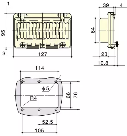 DIN-aukon läppäkansi 6-Mod. Syvä ruuvi IP67 - DIN-Aukkoläppäkannet kotelon pinnasta up - NP46 - 2