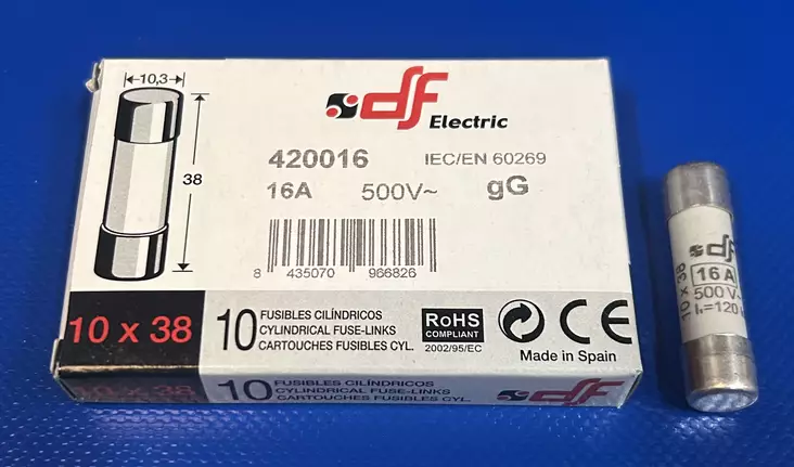 10*38 mm 16A 500V gL Putkivaroke - Keraamiset putkisulakkeet gG - 3121403-420016 - 1