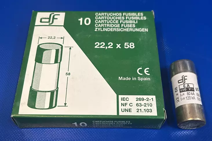 22*58 mm 6A 690V gl-gG Putkivaroke - Keraamiset putkisulakkeet gG - 3121451-422006 - 1