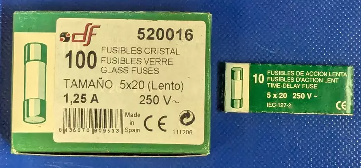 5*20 mm 1,25A 250V T Lasiputkisulake - Lasiputkisulakkeet 5x20mm nopeat (F) ja  - 520016 - 1