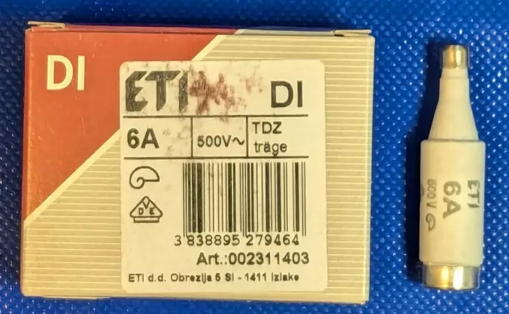 DI 6A hidas 500V Tulppasulake Diazed E16 - Diazed tulppasulakkeet DI / E16 ja DIV / - 3021136 - 1