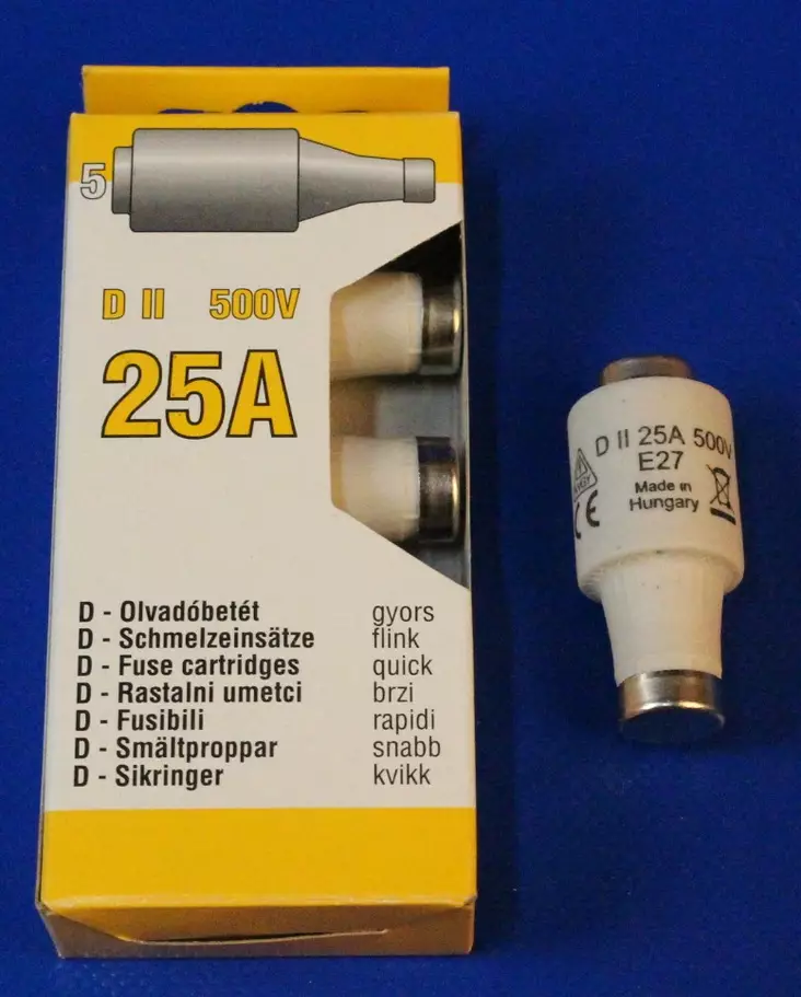 D II 25A 500V nopea tulppasulake - Nopeat tulppasulakkeet DII / E27 ja DIII - 3021106 - 1