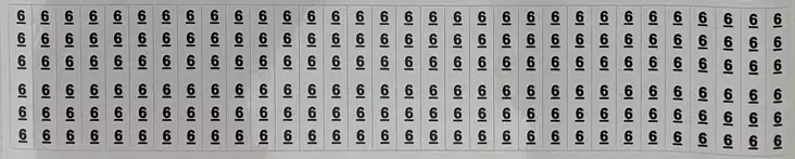 Johdinmerkkaus tarraliuska 32kpl (6x numero 6) 6*38 mm - A4 4-väri Muotoonleikatut tarrat  - TARliuska6 - 1