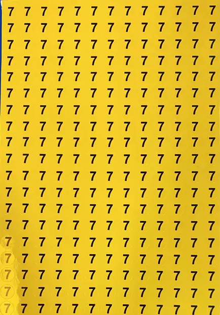 Tarra numero 7 Kelta musta 247kpl A4-arkilla - A4 4-väri Muotoonleikatut tarrat  - TAR7 - 1