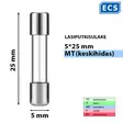 5*25mm 10 A 250V M Lasiputkisulake - Lasiputkisulakkeet 5x25mm - 525227 - 1