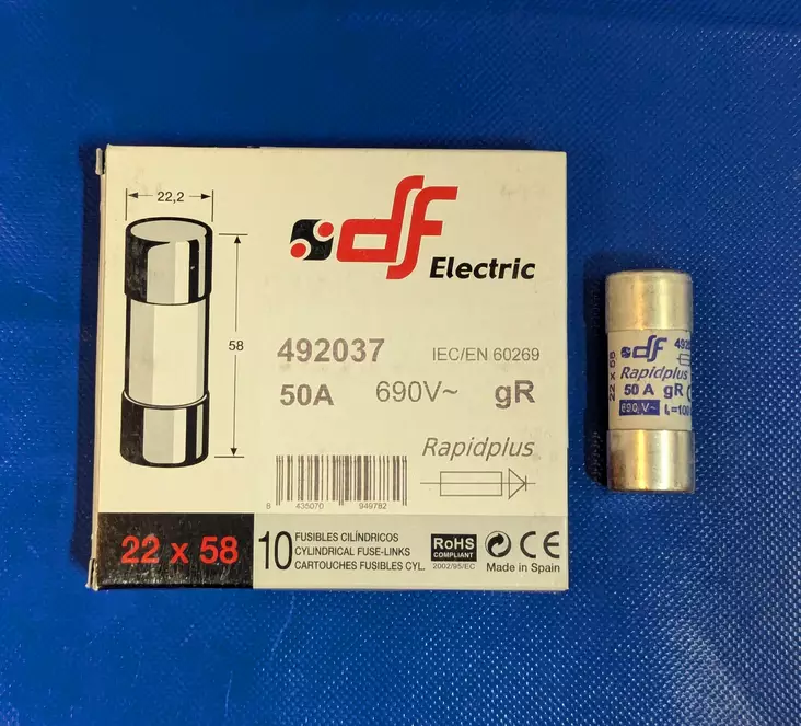 22*58 mm 50A 690V gR Putkivaroke - Erikoisnopeat putkisulakkeet gR - 3121358-492037 - 1