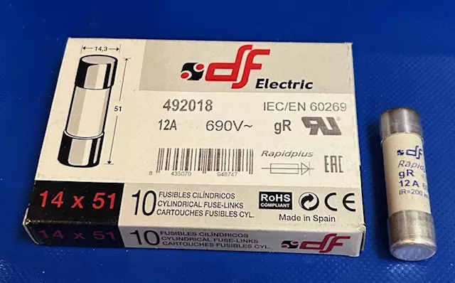 14*51 mm 12A 690V gR Putkivaroke Erikoisnopea keraaminen putkisulake - Erikoisnopeat putkisulakkeet gR - 3121347-492018 - 1