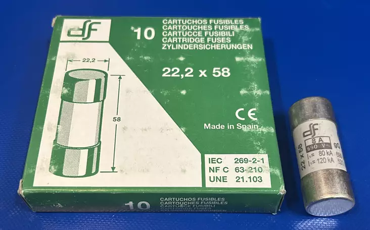 22*58 mm 8A 690V gl-gG Putkivaroke - Keraamiset putkisulakkeet gG - 3121452-422008 - 1