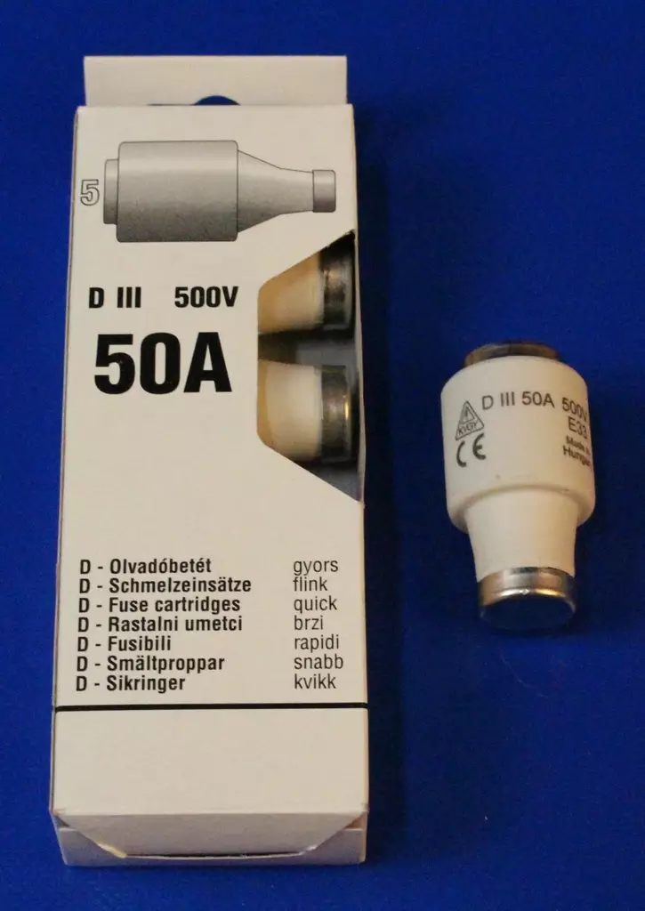 D III 50A 500V nopea tulppasulake - Nopeat tulppasulakkeet DII / E27 ja DIII - 3021108 - 1