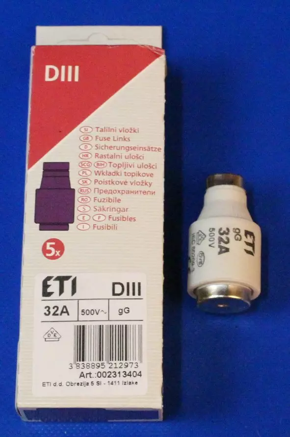 DIII E33 32A 500V hidas tulppasulake - Hitaat tulppasulakkeet DII / E27 ja DIII - 3021118 - 1