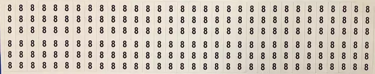 Johdinmerkkaus tarraliuska 32kpl (6x numero 8) 6*38 mm - A4 4-väri Muotoonleikatut tarrat  - TARliuska8 - 1