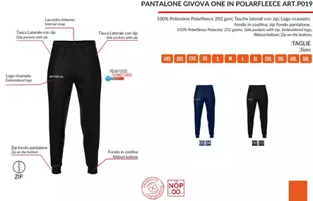 Givova One Polarfleece verryttelyhousut joissa vetoketjulliset sivutaskut. - GIVOVA Polarfleece paidat ja housut - P019 - 1