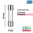 5*20 mm 9A 250V F Lasiputkisulake - Lasiputkisulakkeet 5x20mm - 502009 - 1