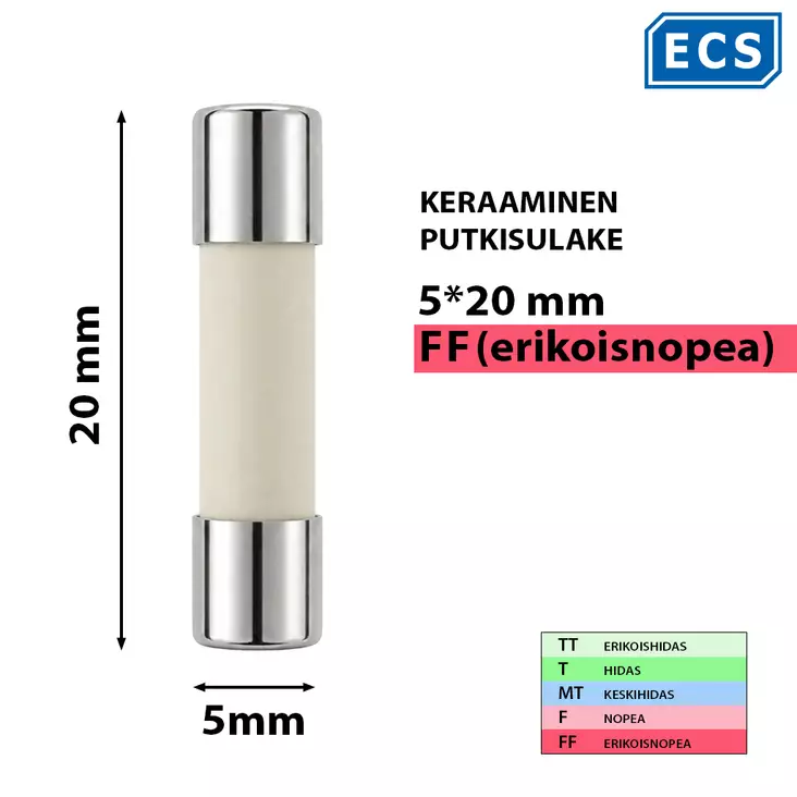 5*20 mm 1,6A 250V FF Lasiputkisulake - Lasiputkisulakkeet 5x20mm - 520119 - 3