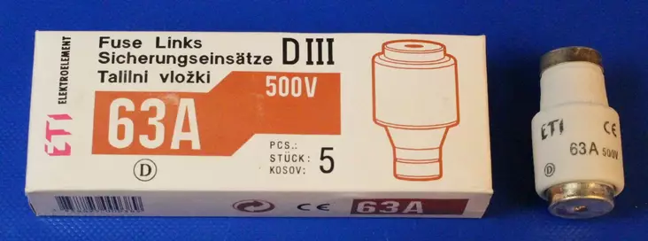 D III 63A 500V nopea tulppasulake - Nopeat tulppasulakkeet DII / E27 ja DIII - 3021109 - 1
