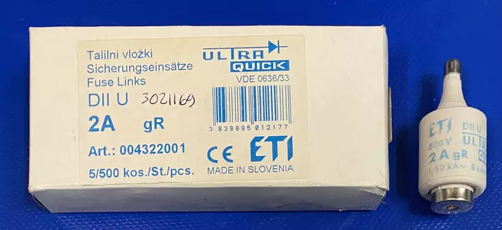 Erikoisnopea tulppasulake DII 2A 500V gR Silized - Erikoisnopeat tulppasulakkeet E27 / DII  - 3021169 - 1