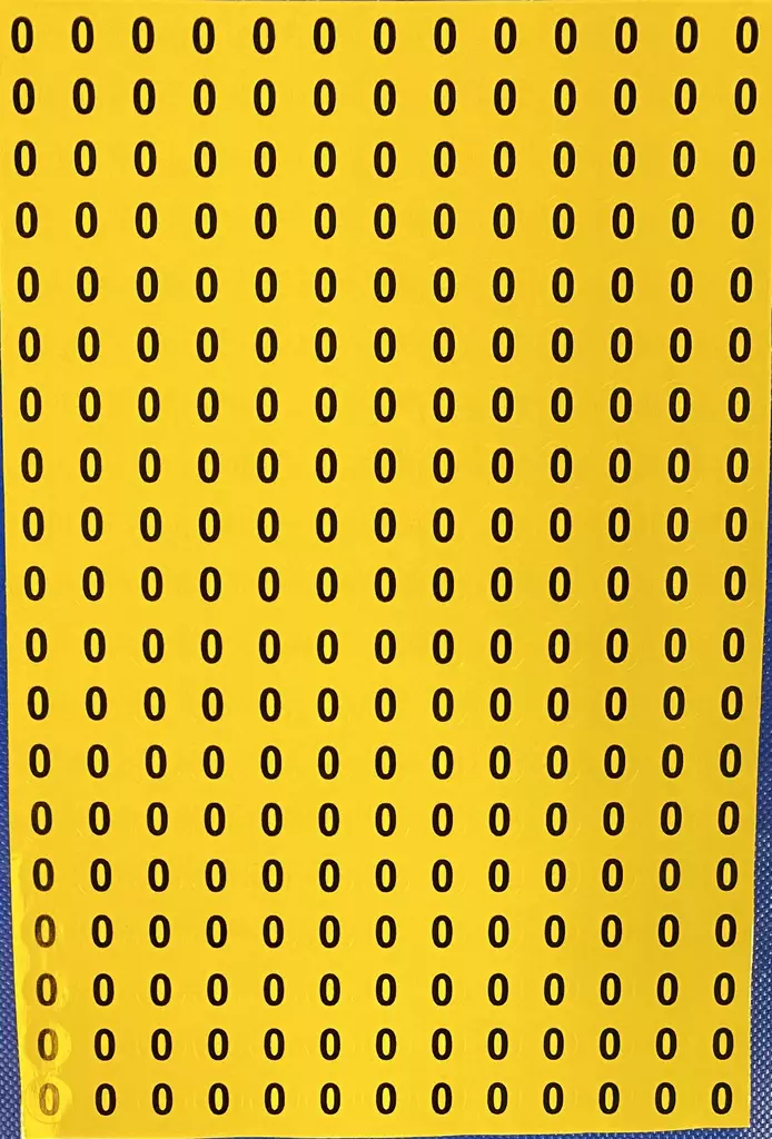 Tarra numero 0 Kelta musta 247kpl/arkki - A4 4-väri Muotoonleikatut tarrat  - TAR0-pyOreA - 1