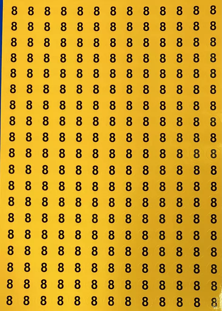 Tarra numero 8 Kelta musta 247kpl/arkki - A4 4-väri Muotoonleikatut tarrat  - TAR8-pyOreA - 1