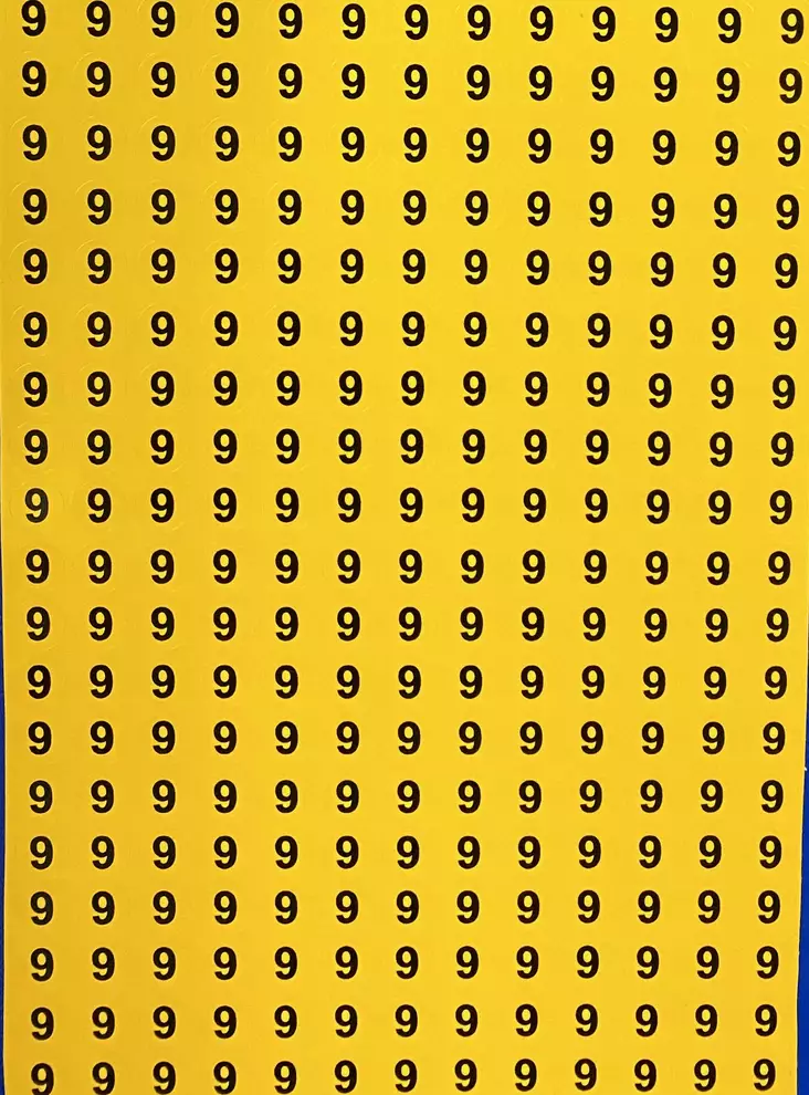 Tarra numero 9 Kelta musta 247kpl/arkki - A4 4-väri Muotoonleikatut tarrat  - TAR9-pyOreA - 1