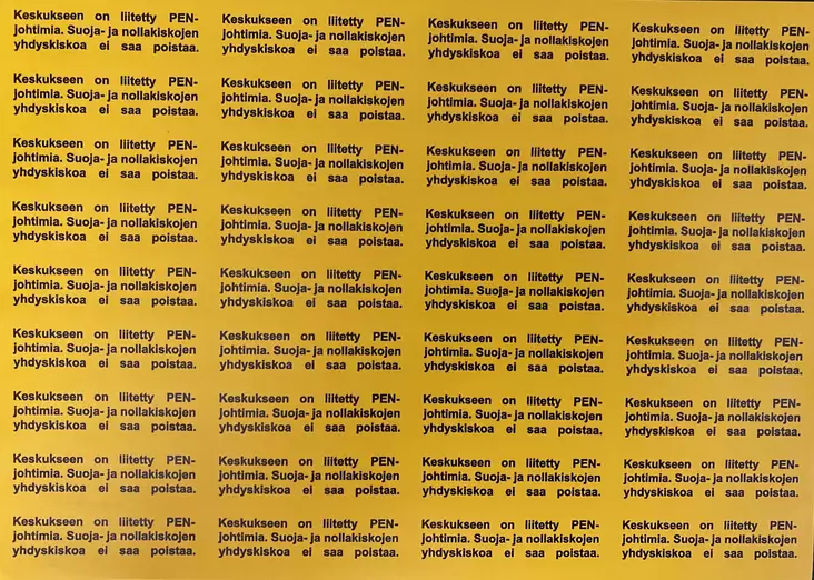 Tarra PEN-Ei saa poistaa yhd.kiskoa A4-arkki - A4 4-väri Muotoonleikatut tarrat  - TARPENeisaapoistaa - 1