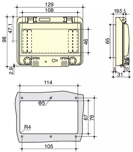 DIN-aukon läppäkansi 6-Mod. ruuvi IP67 - DIN-Aukkoläppäkannet kotelon pintaan - NP46B - 2
