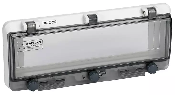 DIN-aukon läppäkansi 12-Mod. ruuvi IP67 - DIN-Aukkoläppäkannet kotelon pintaan - NP412B - 1