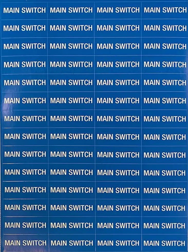 Tarra Main Switch pieni 19*50 mm 56 kpl/arkki - A4 4-väri Muotoonleikatut tarrat  - TARMainSwitch - 1