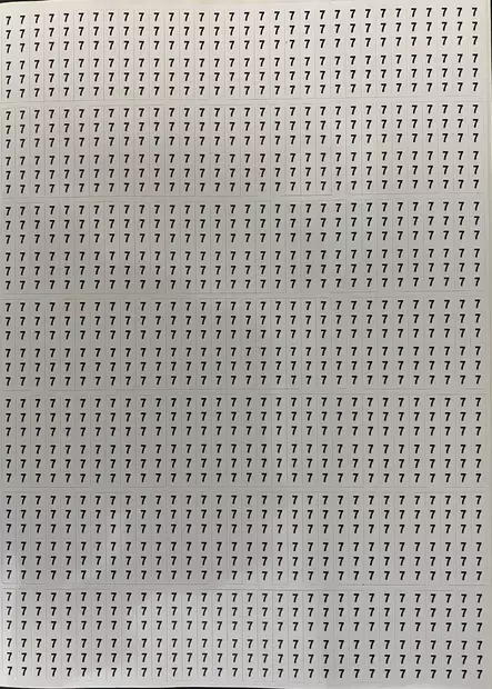 Tarra-arkki 224*(6x numero 7) 6*38 mm - A4 4-väri Muotoonleikatut tarrat  - TararkNro7x224kpl - 1