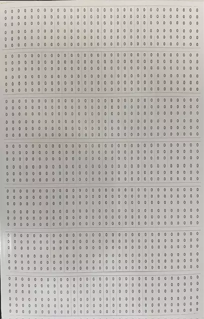 Tarra-arkki 224*(6x numero 0) 6*38 mm - A4 4-väri Muotoonleikatut tarrat  - TararkNro0x224kpl - 1