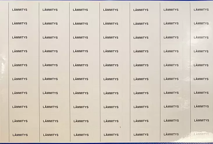 Ryhmäkeskustarra Lämmitys 1-mod 70 kpl/ A4 - A4 4-väri Muotoonleikatut tarrat  - RK-TAR_LAmmitys1M - 1