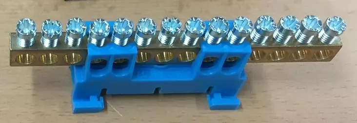 N-kisko 14*16mm² Sininen DIN-kiskoon - Ruuviliitäntäiset N- ja PE-kiskot - ECSRN14-ECS-MK-Bas - 1