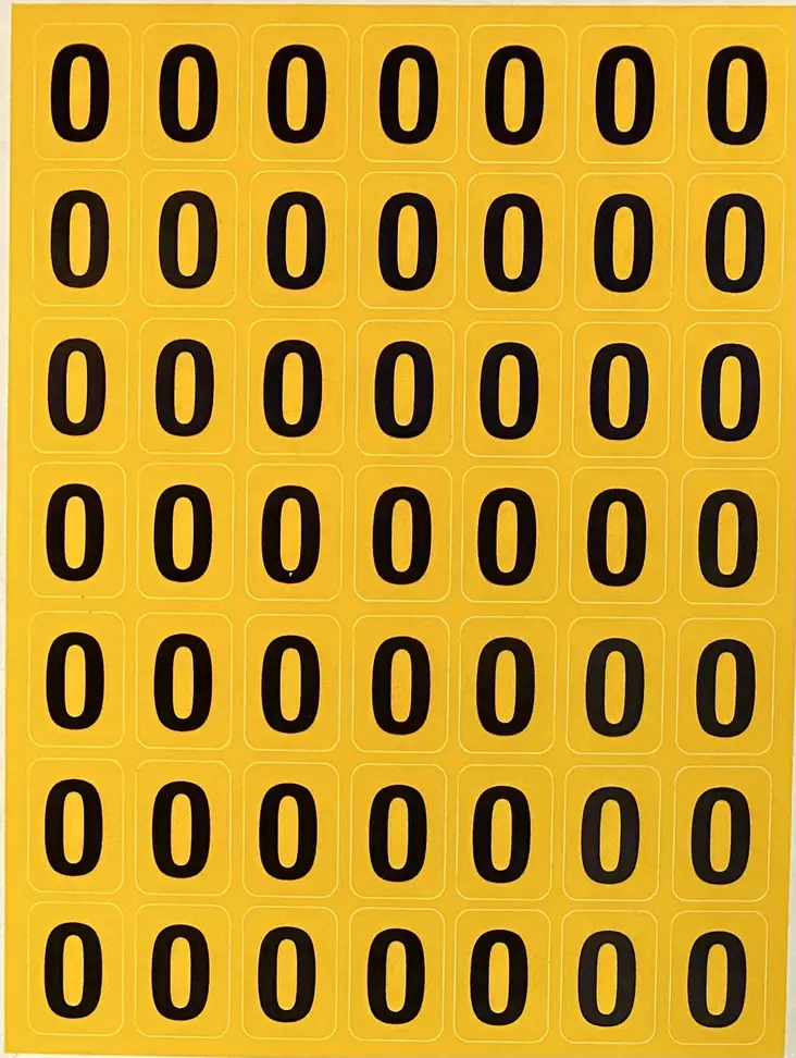 Tarra kelt.pohja musta nro0 25*20mm 49kpl/arkki - A4 4-väri Muotoonleikatut tarrat  - TARnro0kelt - 1